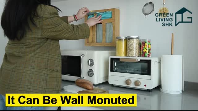 Premium Wood Ziploc Bags Organizer _ Food Storage Bags Holder