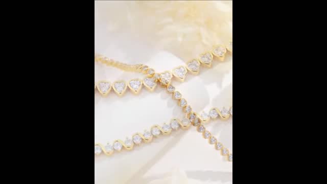 Classicharms Cubic Zirconia Heart and Wave Necklaces