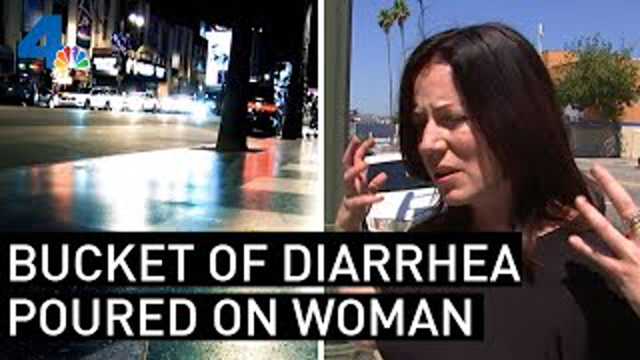 Bucket of Hot Diarrhea Randomly Poured on Woman by a Homeless Man in Hollywood | NBCLA