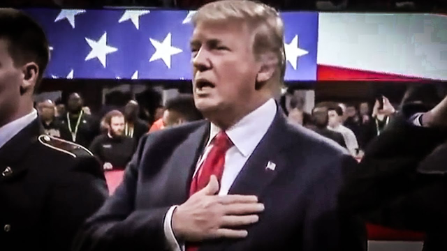 Super Patriot Donald Trump Forgets The Words To The National Anthem On Live TV