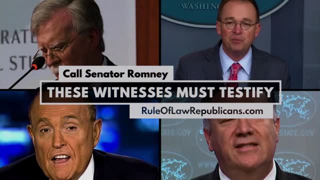 Sen. Romney These Witnesses Must Testify