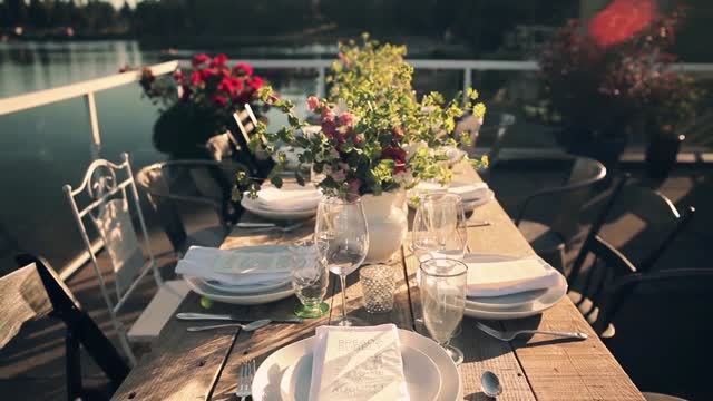 rooftop summer dinner hd stock video
