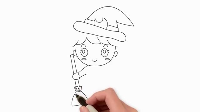 Drawing Halloween Witch ๐งน | How to draw a Kawaii witch for Halloween ๐