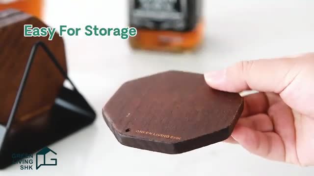 Hand crafted wood coasters for drinks with holder