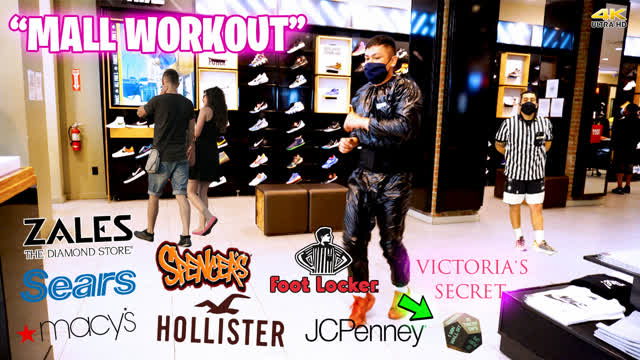 Public MALL Workout with Sauna Suit   EXERCISE DICE