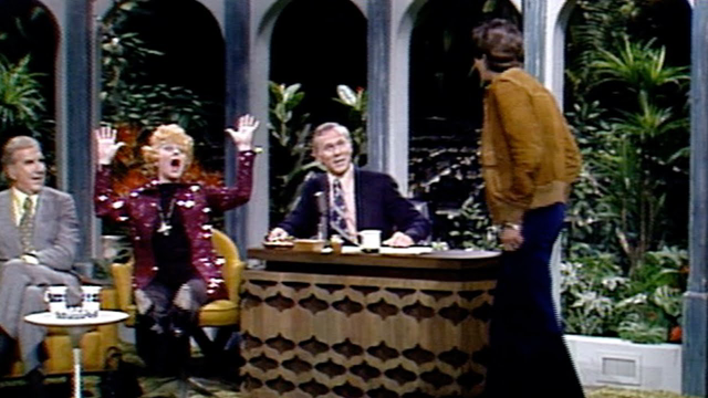 Lucille Ball gets a surprise visit from her son, Desi Arnaz Jr. on Carson Tonight Show - 03/22/1974
