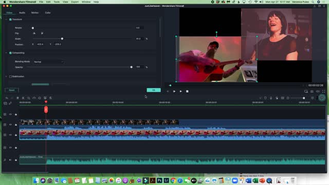 Filmora9 Split Screen Picture in Picture tutorial for music video