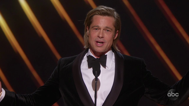 Brad Pitt Accepts the Oscar for Supporting Actor