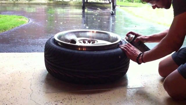 Mount tires with fire (brake parts cleaner)