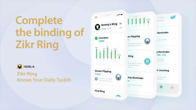 How to connect iQIBLA App with ZIKR smart ring and upload Tasbih counters records
