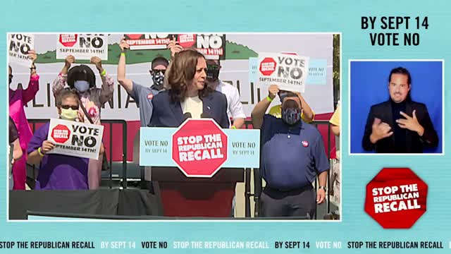Kamala Harris Stop the Republican Recall Event with Gov. Gavin Newsom