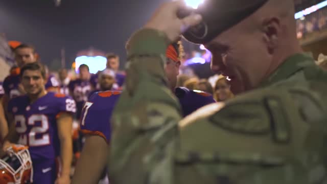 Clemson Football || Father returns from Afghanistan to surprise son before a game
