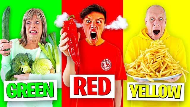 EATING ONLY ONE COLOR OF FOOD FOR 24 HOURS! || Funny Food Challenges