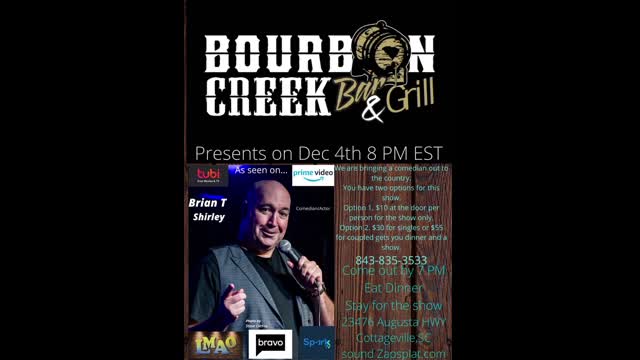 Bourbon Creek Bar and Grill Dec 4th 8 PM EST