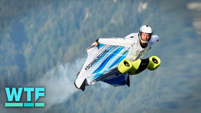 Watch world's first electric wingsuit flight