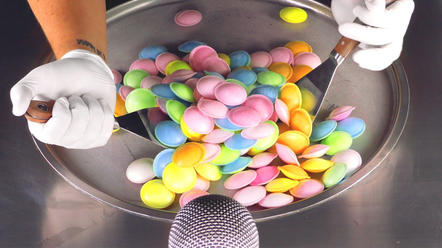ASMR - crushing colorful Candy to Ice Cream Rolls | oddly satisfying Food - crackling & scratching