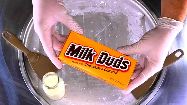 Ice Cream Rolls | how to make Milk Duds rolled Ice Cream with Chocolate & Caramel | satisfying ASMR