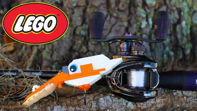 GIANT Bass Crushes DIY LEGO Crankbait!